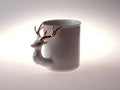 Retro Style Deer Porcelain Cup with Stripes l 12oz