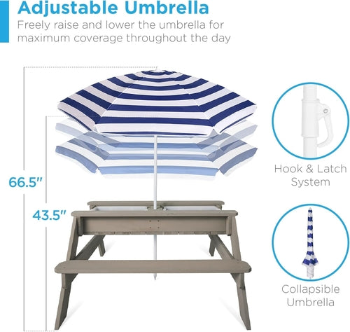 Gray Navy Kids Three In One Sand And Water Table Umbrella